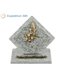Plaque losange bronze fleurs 15x15cm