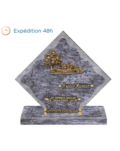 Plaque losange bronze village 28x28cm