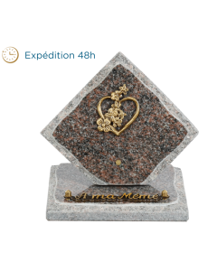 Plaque losange bronze coeur 15x15cm