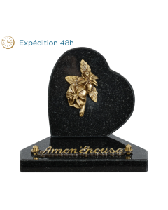 Plaque coeur bronze fleurs 12x12cm