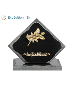 Plaque losange bronze fleur 20x20cm