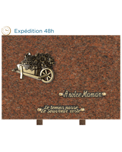 Plaque bronze brouette jardin 25x35cm