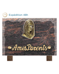 Plaque bords bruts bronze Vierge Marie 12x18cm
