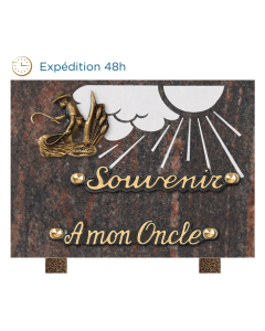 Plaque bronze agriculteur gravure nuage 15x20cm