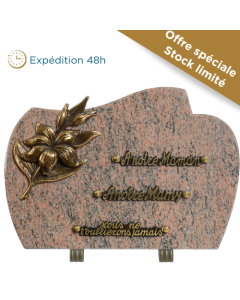 plaque forme bronze fleurs bouquet 25x35cm