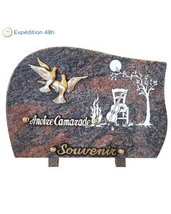 Plaque forme gravure guitare bronze colombes 20x30cm