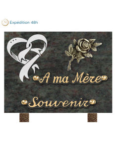 Plaque bronze rose gravure coeur 15x20cm