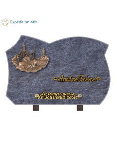 Plaque forme bronze bateau 30x20cm