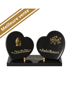 Plaque double coeur bronze Marie oiseaux 20x35cm