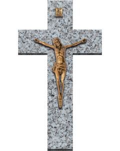 Croix Bronze Jésus en granit Gris du Tarn - 34x60cm