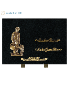 Plaque rectangle bronze jardinier 35x25cm