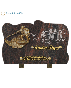 Plaque forme bronze pêche accessoires 30x20cm