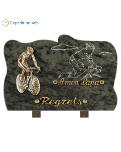 Plaque forme bronze et sablage vélo 30x20cm