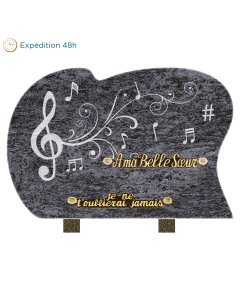 Plaque forme sablage notes de musique 30x20cm