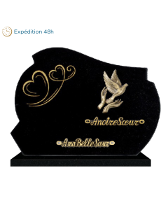 Plaque forme cœur sablée et bronze main colombe 35x25cm