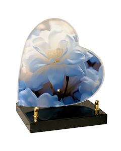 Plaque plexiglas coeur fleur blanche 18x20cm