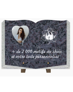 Plaque funéraire personnalisable livre 35x25cm