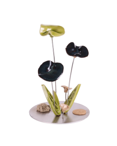 Rond 3 fleurs - Noir celeste 16x25cm