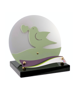 Plaque plexiglas oiseau coeur 17x17cm
