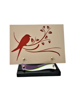 Plaque plexiglas oiseau branche 24x35cm