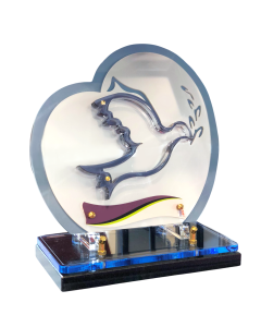 Plaque plexiglas ronde colombe 26x28cm
