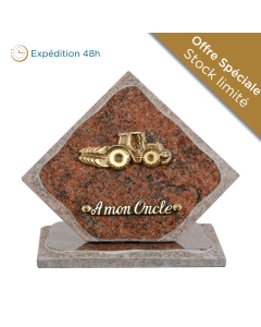 Plaque losange bronze tracteur 20x20cm
