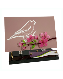 Plaque plexiglas branche moineau 22x28cm