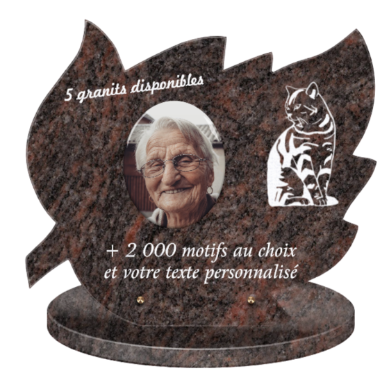 Plaque funéraire personnalisable feuille 40x35cm