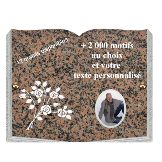 Plaque funéraire personnalisable livre 35x25cm