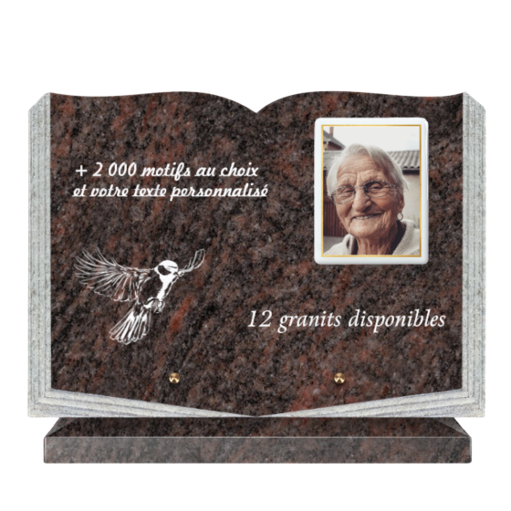 Plaque funéraire personnalisable livre 45x35cm