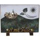Plaque gravure bronze village 15x20cm vue 1
