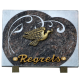Plaque gravure ronde bronze colombe 15x20cm vue 1