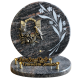 Plaque ronde gravure fleur bronze fenêtre 23x23cm vue 1