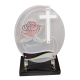 Plaque plexiglas ronde croix rose 23x26cm vue 1