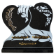 Plaque double coeur gravure oiseau bronze arum 35x45cm vue 1