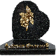 Plaque coeur bronze fleurs 12x12cm vue 1