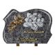 Plaque forme gravure pivoine bronze fleur papillon 25x35cm vue 1