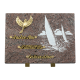 Plaque rectangle bronze oiseau et sablage voilier 35x25cm vue 1
