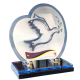 Plaque plexiglas ronde colombe 26x28cm vue 1