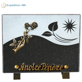 Plaque gravure bronze main 15x20cm