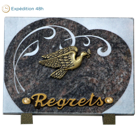 Plaque gravure ronde bronze colombe 15x20cm