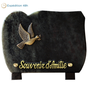 Plaque forme bronze colombe tige 15x20cm