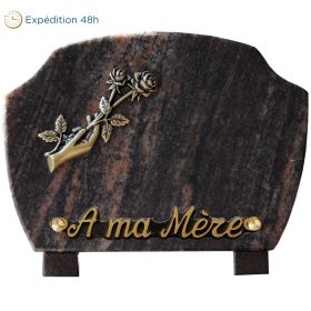 Plaque forme bronze main roses 15x20cm