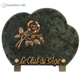 Plaque nuage bronze tige rose 15x20cm