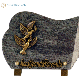 Plaque forme bronze deux colombes 15x20cm