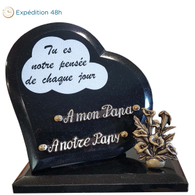 Plaque coeur gravure texte bronze arums 23x23cm