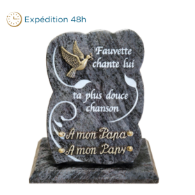 Plaque verticale gravure bronze colombe 18x25cm