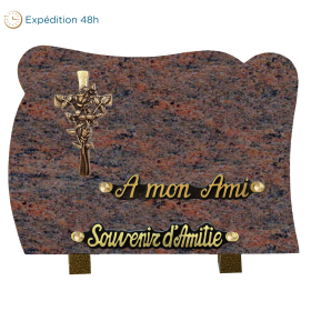 Plaque forme bronze croix 18x25cm