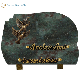 Plaque forme bronze 2 colombes 18x25cm