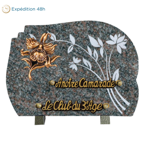 Plaque forme gravure fleurs bronze orchidée 18x25cm